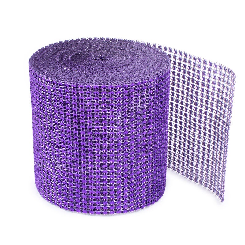Super Z Outlet Sparkling Rhinestone Mesh Ribbon for Event Decorations, Wedding Cake, Birthdays, Baby Shower, Arts & Crafts, 4.75" x 10 Yards, 24 Row, 1 Roll (Purple) - Image 2
